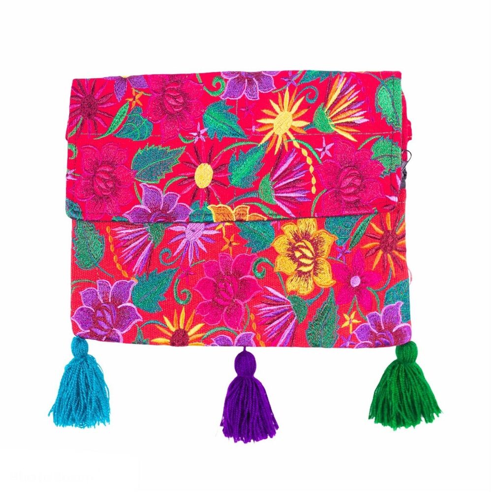 Women's Purse Handmade Crossbody Mexican Clutch Floral Embroidered Shoulder Bag